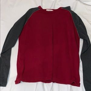 Men’s Buckle brand red sweater black sleeves Large